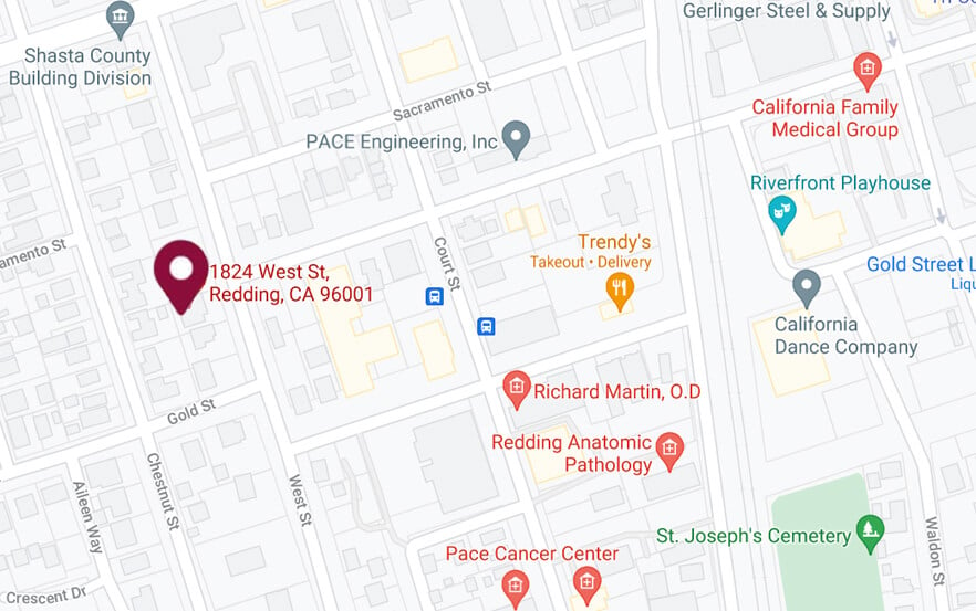 Map of Redding, California, office location